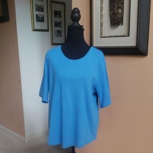 Time and Tru Women's Whisical Blue Short Sleeve Top Size XXL/2XG